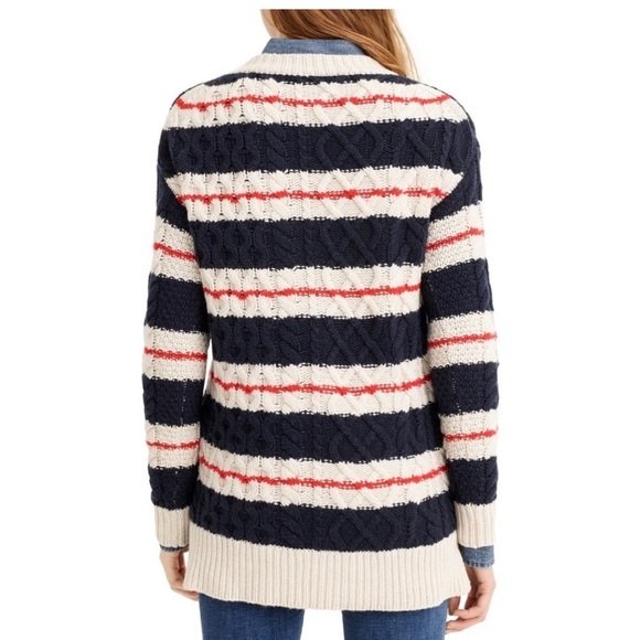 JCrew Chunky Preppy Gabby Striped Cable Knit Merino Wool Blend Sweater in Small - Picture 8 of 16